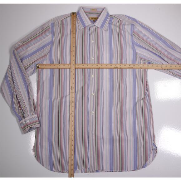 Paul Stuart Men's Rainbow Striped Button-Up Dress Shirt XL - Picture 4 of 7